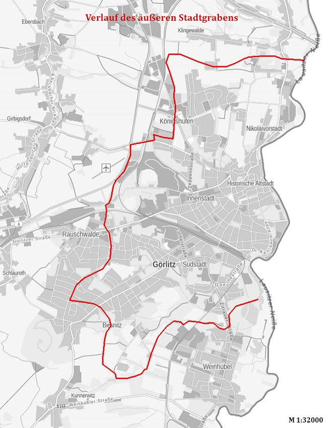 Bau des äußeren Stadtgrabens